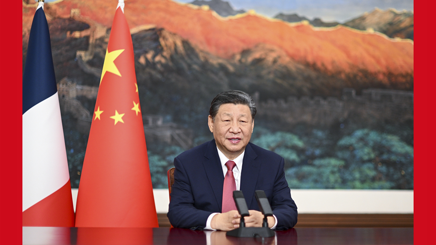 习近平向中法建交60周年招待会发表视频致辞